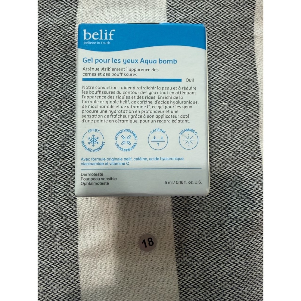 Belif Aqua Bomb Depuffing Eye Gel with Caffeine Hyaluronic Acid 5ml 0.16 fl oz